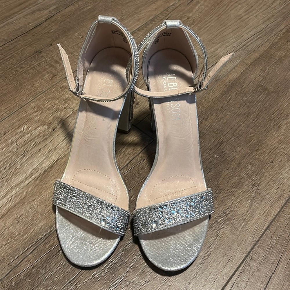 Silver block heels